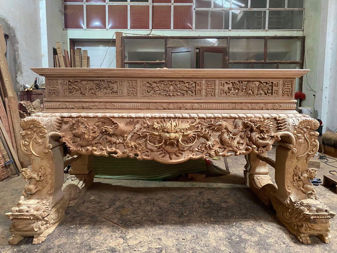 Sập thờ tứ linh liền khối - Ảnh 3