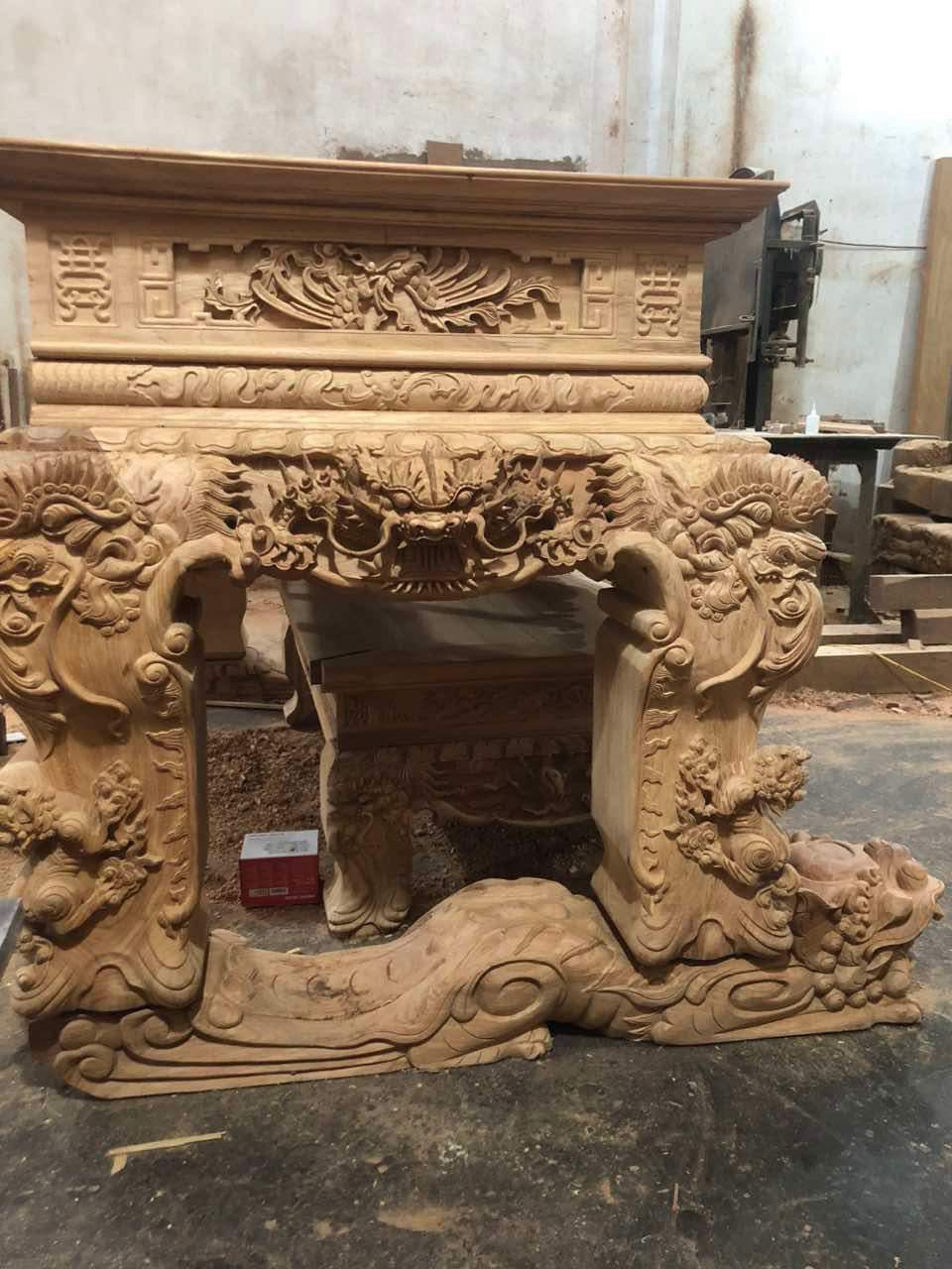 Sập thờ tứ linh liền khối - Ảnh 4