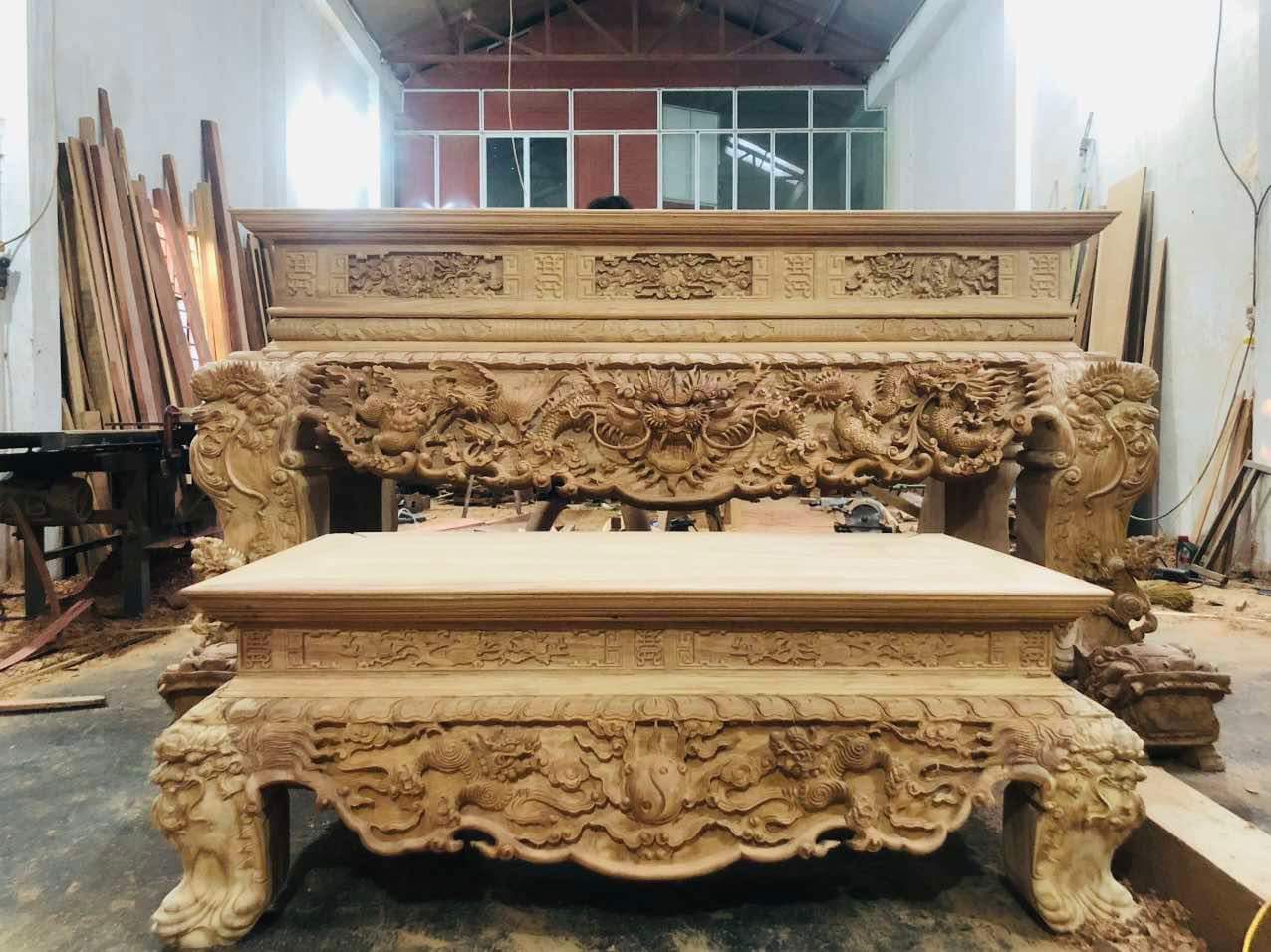 Sập thờ tứ linh liền khối