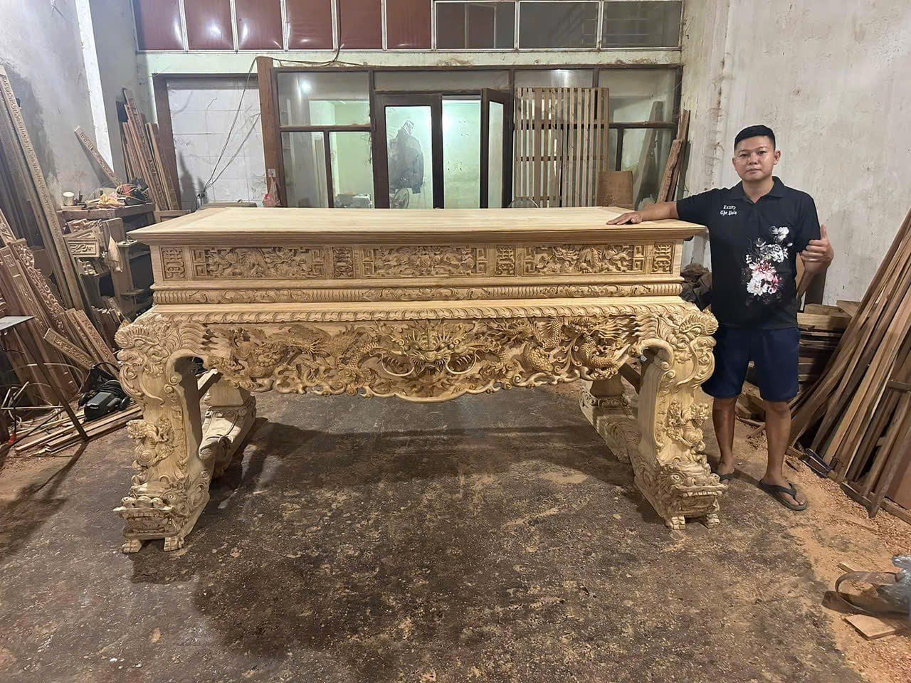 Sập thờ mai điểu chân vuông 30cm, chân vuông 35cm - Ảnh 2