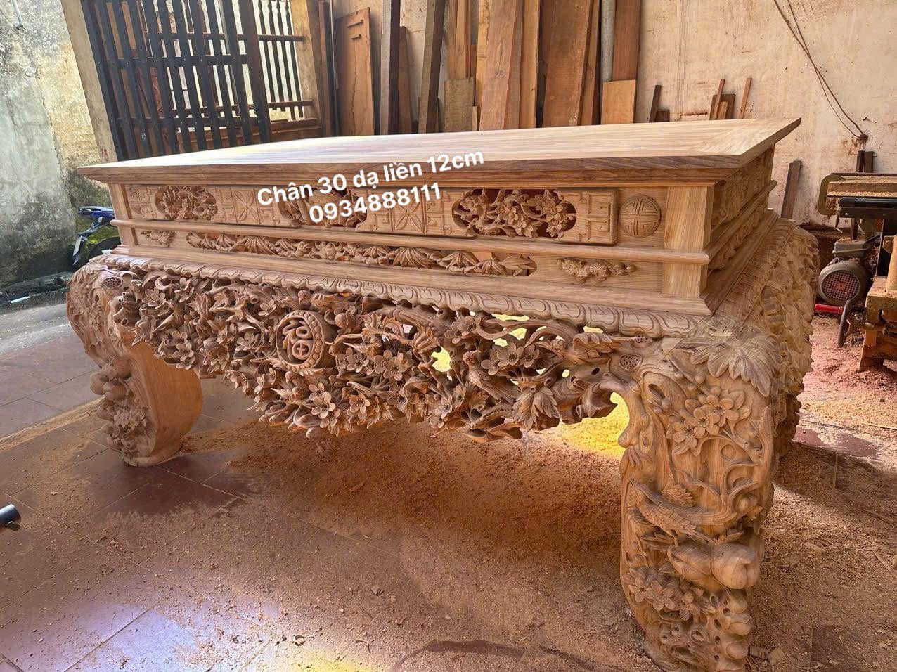 Sập thờ mai điểu chân 30cm - Ảnh 3